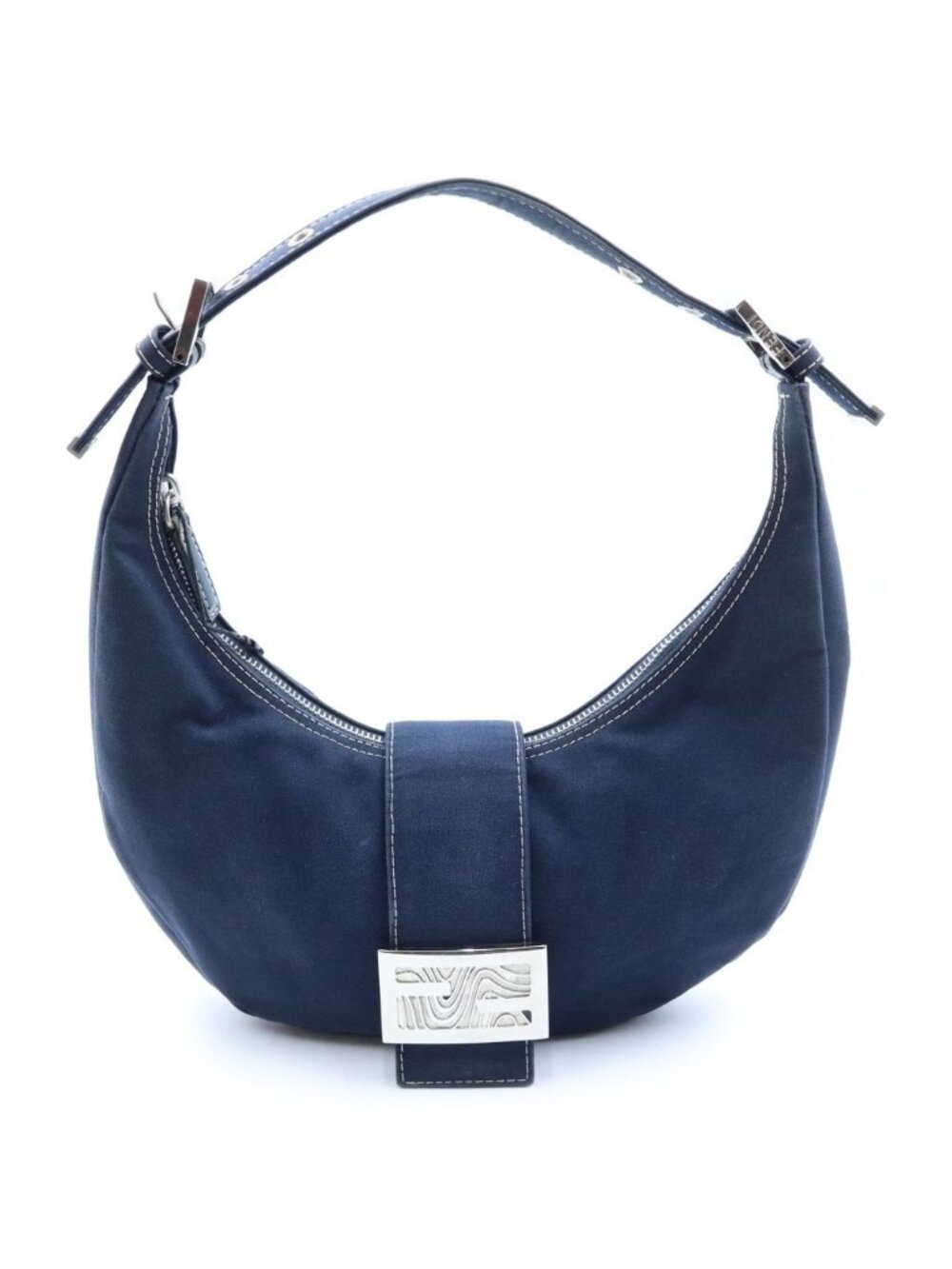 Fendi Bucket Shoulder Bag Navy Canvas